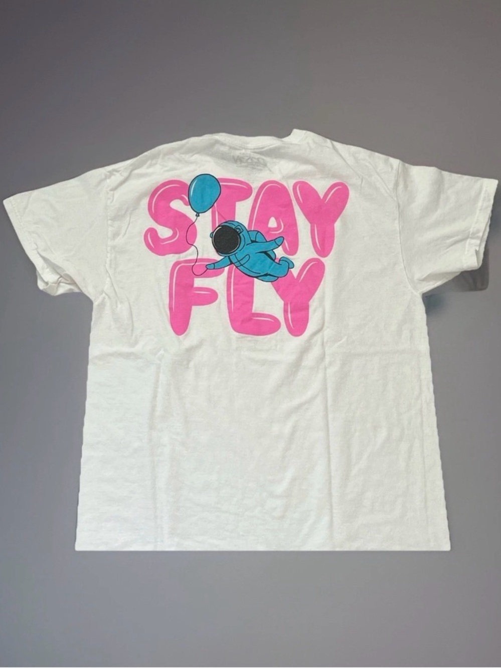 Popular Poison Stay Fly T-Shirt Mens Size Large White Blue Pink Graphic Tee